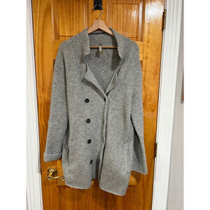 Soyer Gray Merino Wool Blend Double Breasted Cardigan Coat Sweater Size M